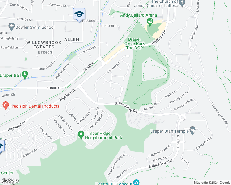 map of restaurants, bars, coffee shops, grocery stores, and more near 13826 South Tom Shoemaker Circle in Draper
