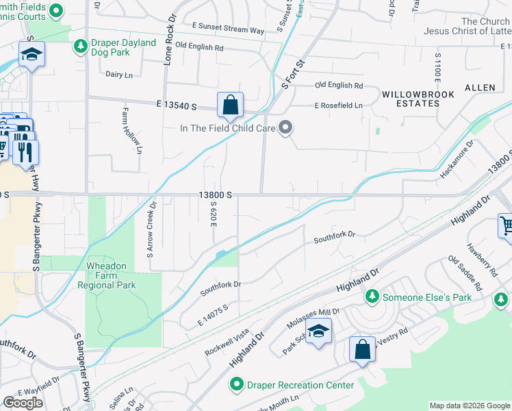 map of restaurants, bars, coffee shops, grocery stores, and more near 691 Osborne Estate Circle in Draper