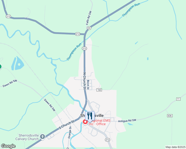 map of restaurants, bars, coffee shops, grocery stores, and more near 7346 Roswell Road Southwest in Sherrodsville
