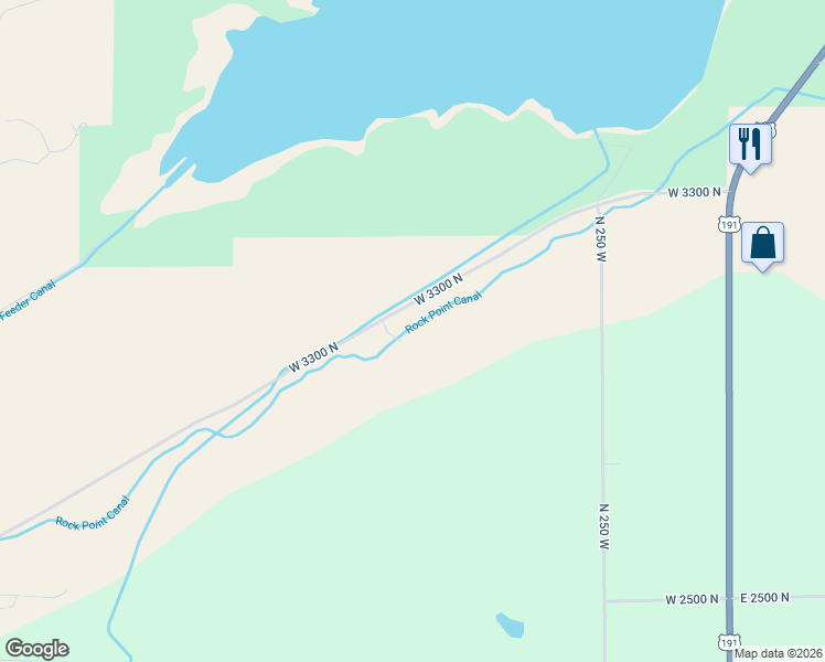 map of restaurants, bars, coffee shops, grocery stores, and more near 3257 North 700 West in Vernal