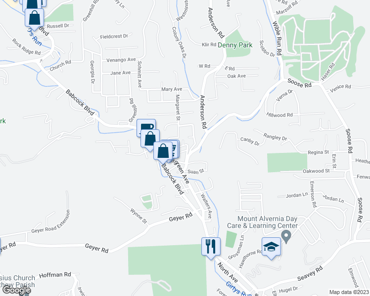 map of restaurants, bars, coffee shops, grocery stores, and more near 2804 William Street in Pittsburgh