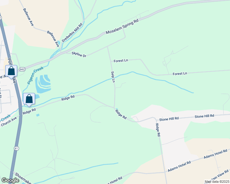 map of restaurants, bars, coffee shops, grocery stores, and more near 177 Seip Ln in Shoemakersville