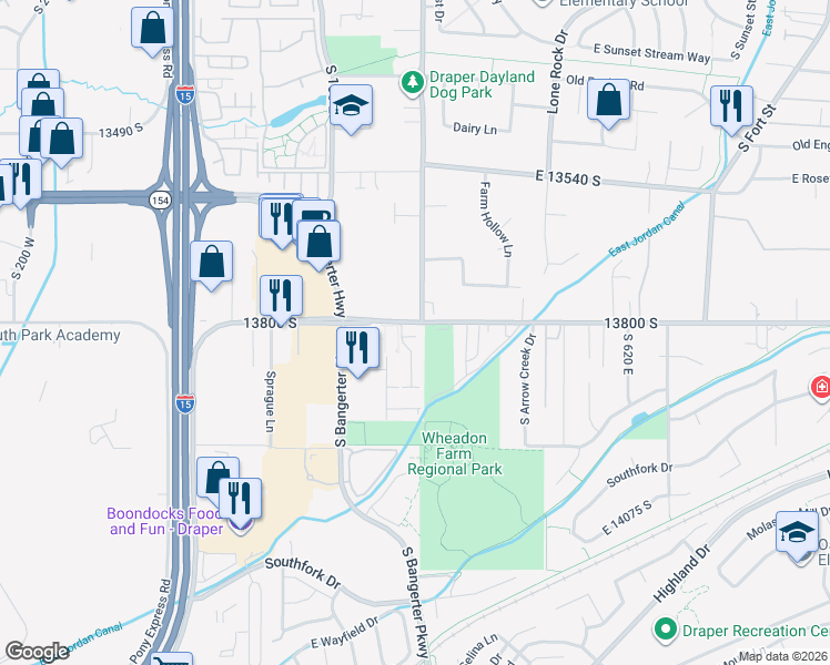 map of restaurants, bars, coffee shops, grocery stores, and more near 286 Porter View Court in Draper