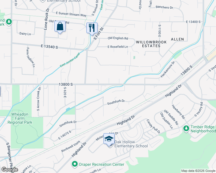 map of restaurants, bars, coffee shops, grocery stores, and more near 868 13800 South in Draper