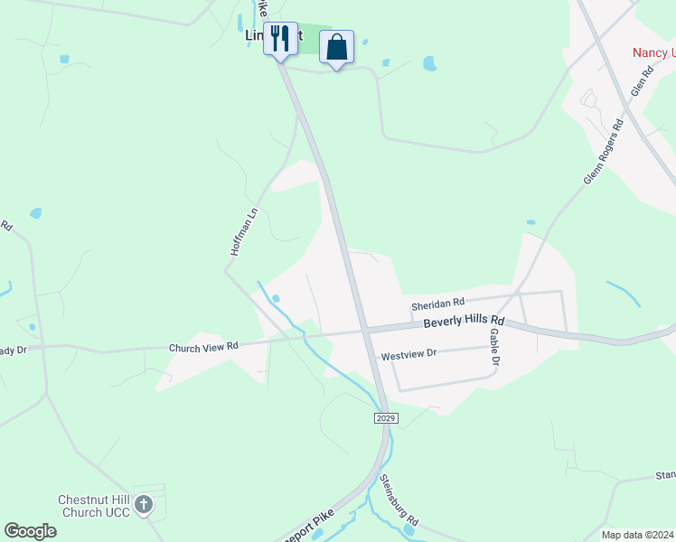 map of restaurants, bars, coffee shops, grocery stores, and more near 1675 Limeport Pike in Coopersburg