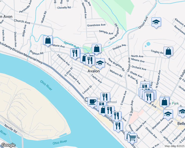 map of restaurants, bars, coffee shops, grocery stores, and more near 701 Taylor Avenue in Pittsburgh