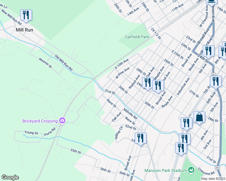map of restaurants, bars, coffee shops, grocery stores, and more near 3020 Spruce Avenue in Altoona