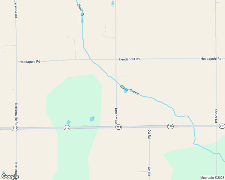 map of restaurants, bars, coffee shops, grocery stores, and more near 10299 Knierim Rd in New Knoxville