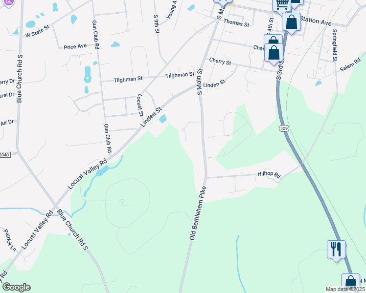 map of restaurants, bars, coffee shops, grocery stores, and more near 5141 Homestead Drive in Coopersburg