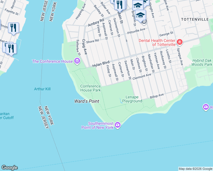 map of restaurants, bars, coffee shops, grocery stores, and more near 441 Connecticut Street in Staten Island