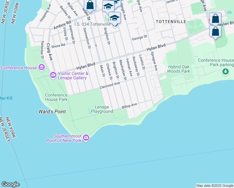 map of restaurants, bars, coffee shops, grocery stores, and more near 338 Brighton Street in Staten Island