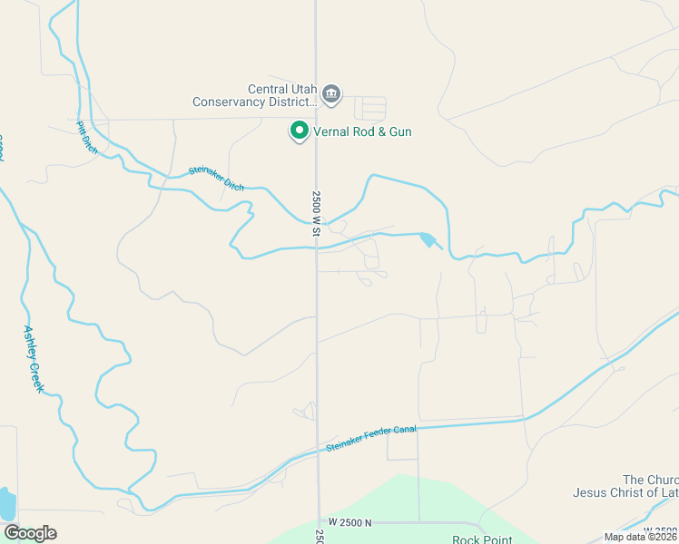 map of restaurants, bars, coffee shops, grocery stores, and more near 3160 North 2500 West in Vernal