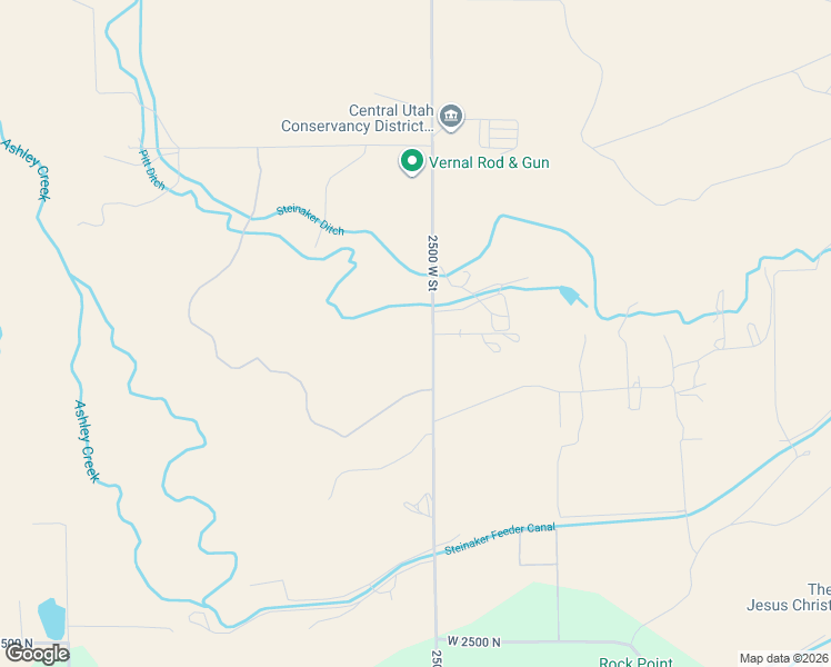 map of restaurants, bars, coffee shops, grocery stores, and more near 3121 North 2500 West in Vernal