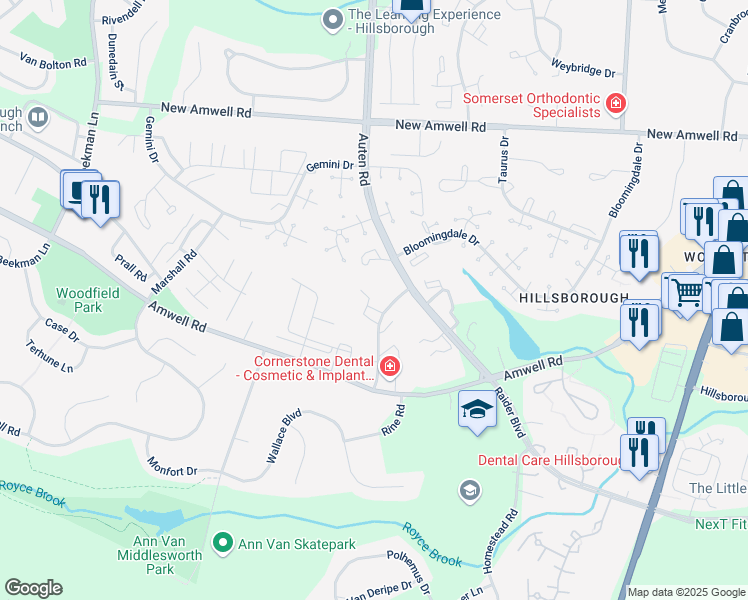 map of restaurants, bars, coffee shops, grocery stores, and more near 911 Renate Drive in Somerset County