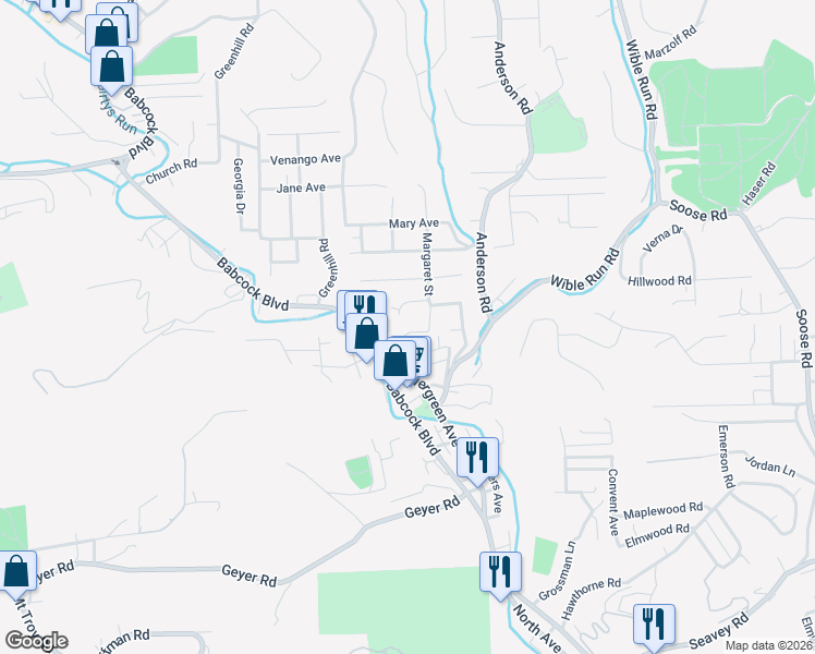 map of restaurants, bars, coffee shops, grocery stores, and more near 1007 Margaret Street in Pittsburgh