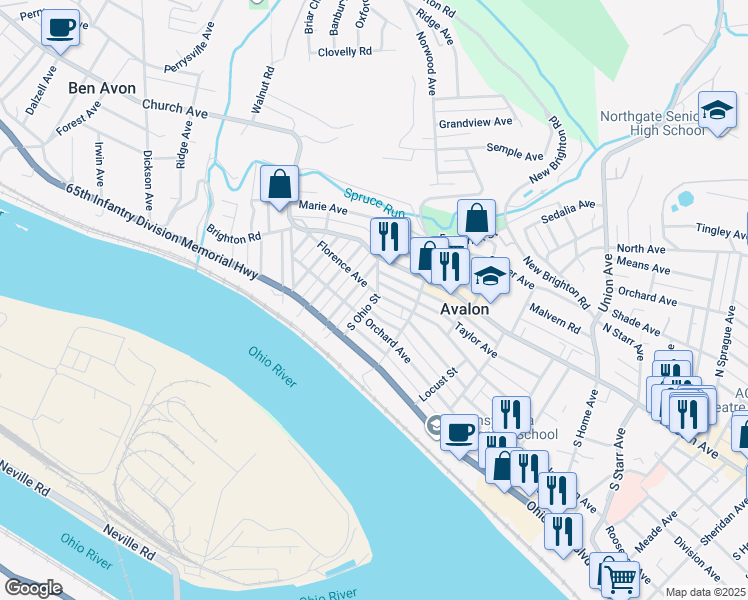 map of restaurants, bars, coffee shops, grocery stores, and more near 229 Ohio Avenue in Avalon