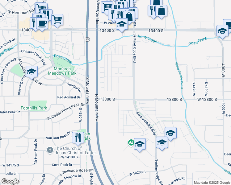 map of restaurants, bars, coffee shops, grocery stores, and more near 4629 West Hiddleston Dr in Riverton