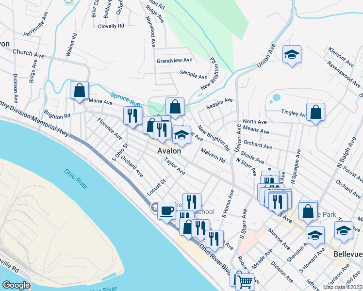 map of restaurants, bars, coffee shops, grocery stores, and more near in Bellevue