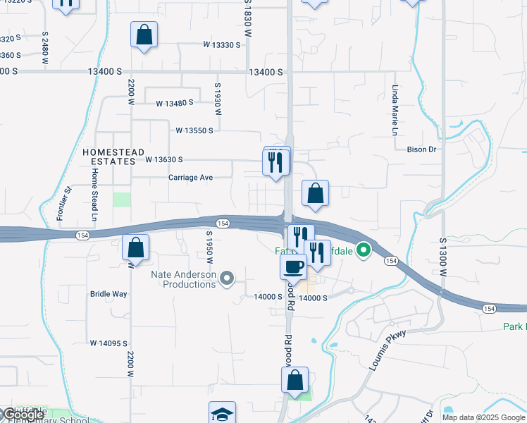 map of restaurants, bars, coffee shops, grocery stores, and more near 1795 West Torlundy Drive in Riverton