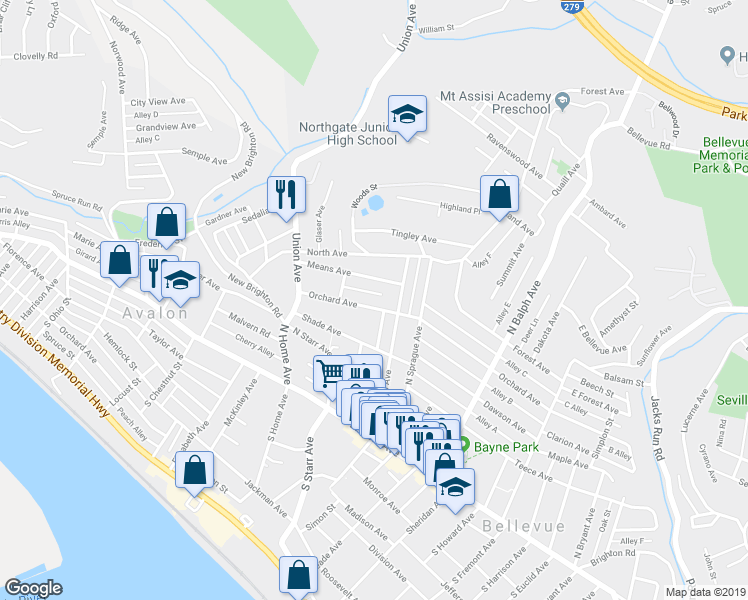 map of restaurants, bars, coffee shops, grocery stores, and more near 656 Orchard Avenue in Bellevue
