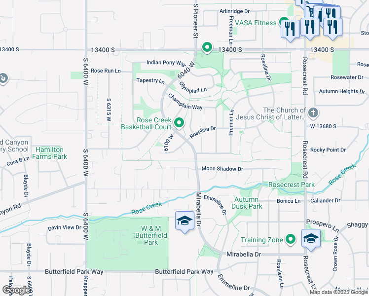 map of restaurants, bars, coffee shops, grocery stores, and more near 6039 Intrigue Dr in Herriman