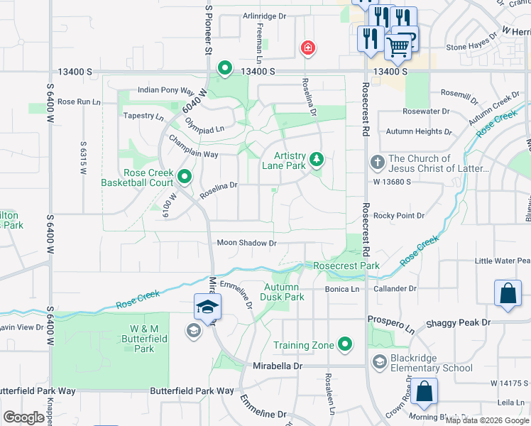 map of restaurants, bars, coffee shops, grocery stores, and more near 13757 Premier Ln in Herriman