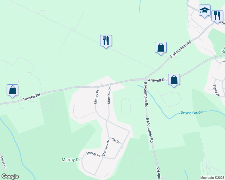 map of restaurants, bars, coffee shops, grocery stores, and more near 1 Starview Drive in Hillsborough Township