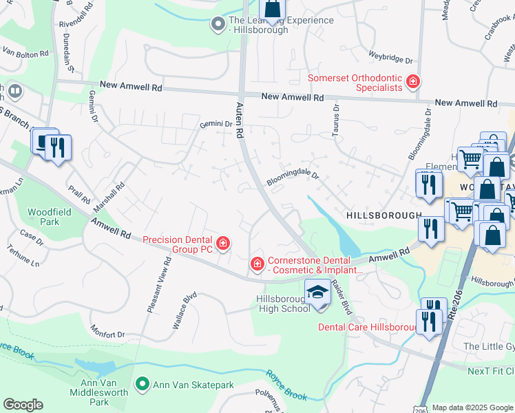 map of restaurants, bars, coffee shops, grocery stores, and more near 779 Eves Drive in Somerset County