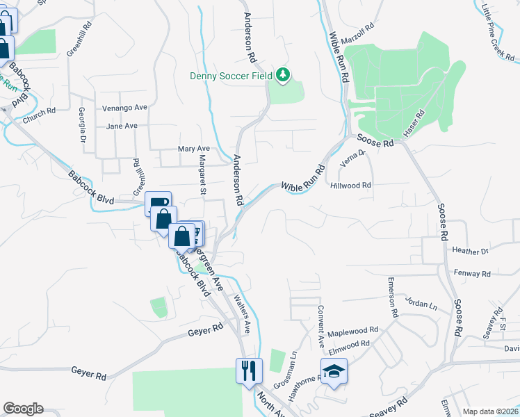 map of restaurants, bars, coffee shops, grocery stores, and more near 3006 White Tail Lane in Pittsburgh