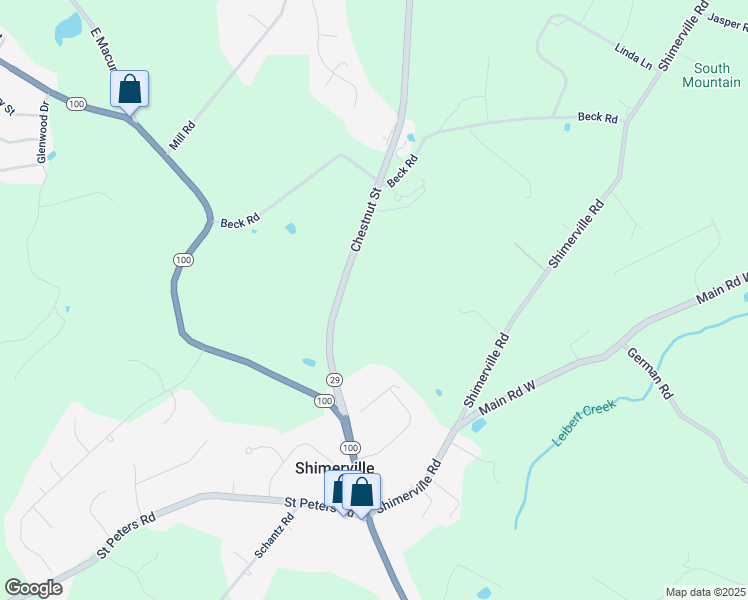 map of restaurants, bars, coffee shops, grocery stores, and more near 4983 Chestnut Street in Emmaus