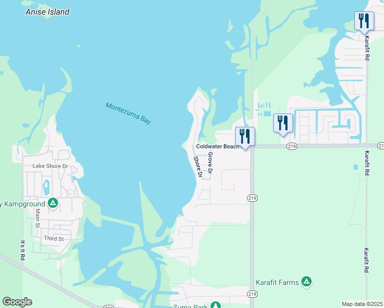 map of restaurants, bars, coffee shops, grocery stores, and more near 5237 Northshore Drive in Celina