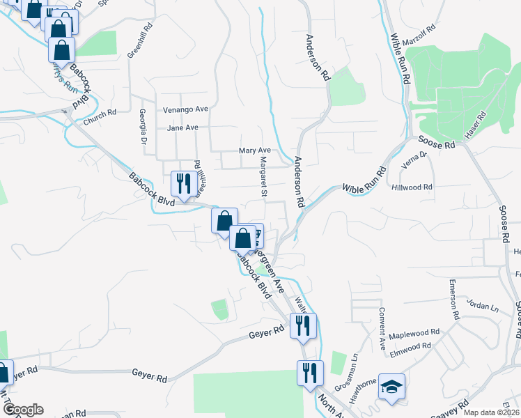 map of restaurants, bars, coffee shops, grocery stores, and more near 1007 Margaret Street in Pittsburgh