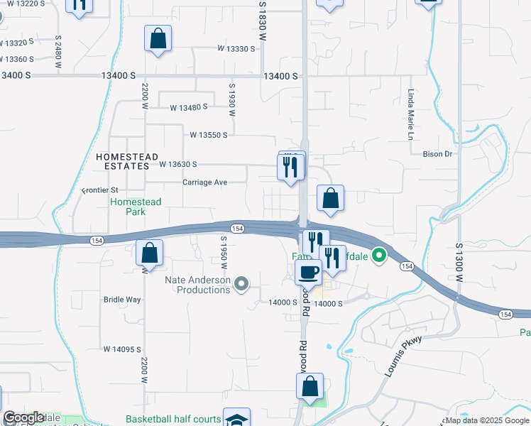 map of restaurants, bars, coffee shops, grocery stores, and more near 1821 West Torlundy Drive in Riverton