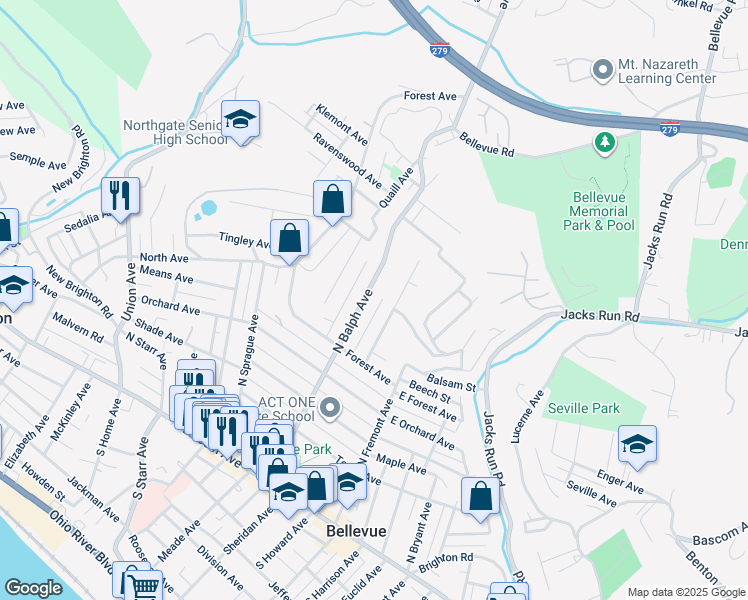 map of restaurants, bars, coffee shops, grocery stores, and more near 232 Dakota Avenue in Pittsburgh