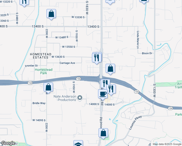 map of restaurants, bars, coffee shops, grocery stores, and more near 1795 West Torlundy Drive in Riverton