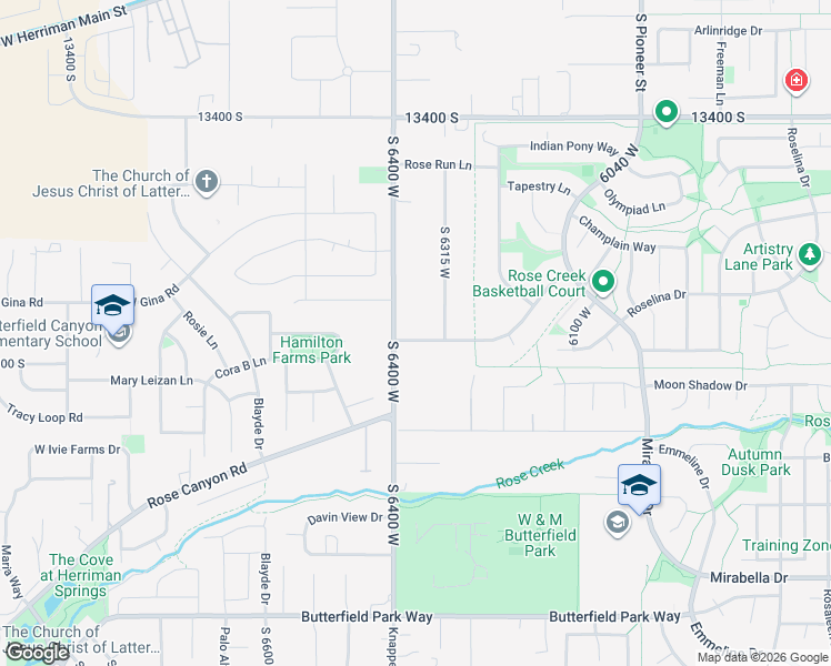 map of restaurants, bars, coffee shops, grocery stores, and more near 6364 West Triple Crown Lane in Herriman