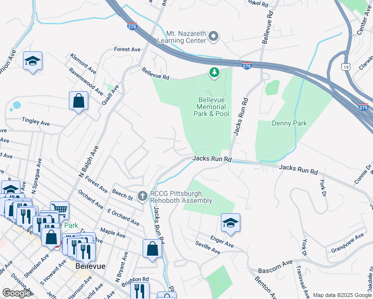 map of restaurants, bars, coffee shops, grocery stores, and more near 118 Laurel Court in Pittsburgh