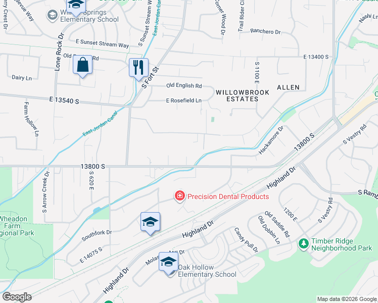 map of restaurants, bars, coffee shops, grocery stores, and more near 919 East 13800 South in Draper