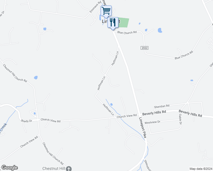 map of restaurants, bars, coffee shops, grocery stores, and more near 6408 Dekrane Drive in Coopersburg