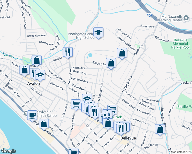 map of restaurants, bars, coffee shops, grocery stores, and more near 185 North Jackson Avenue in Bellevue