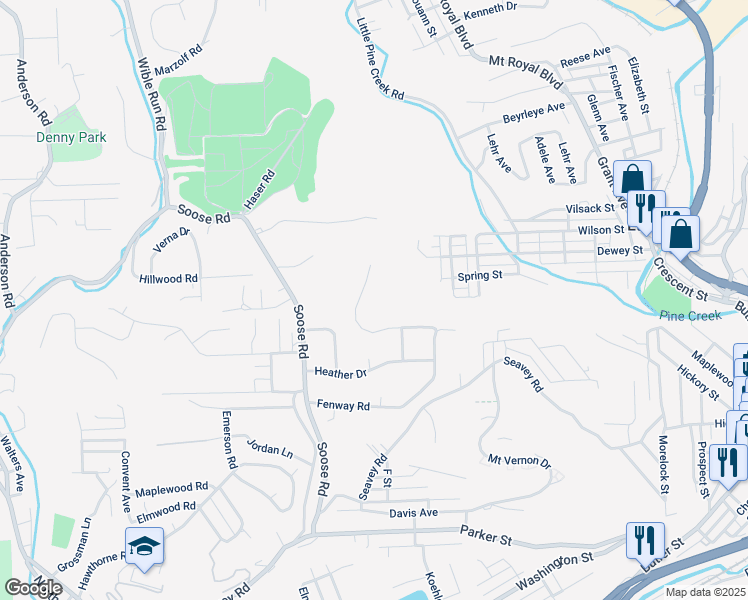 map of restaurants, bars, coffee shops, grocery stores, and more near 420 Winterset Drive in Pittsburgh