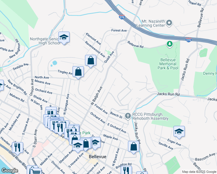 map of restaurants, bars, coffee shops, grocery stores, and more near 232 Dakota Avenue in Pittsburgh