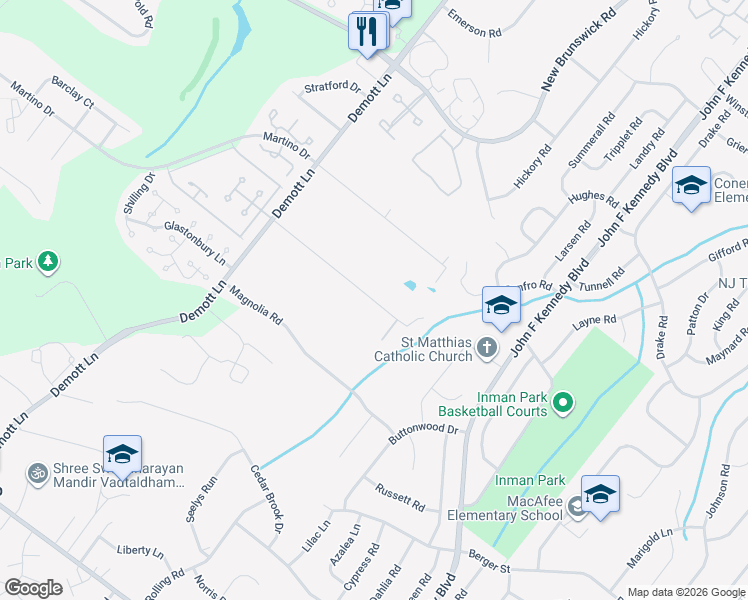 map of restaurants, bars, coffee shops, grocery stores, and more near 66 Gates Road in Franklin Township
