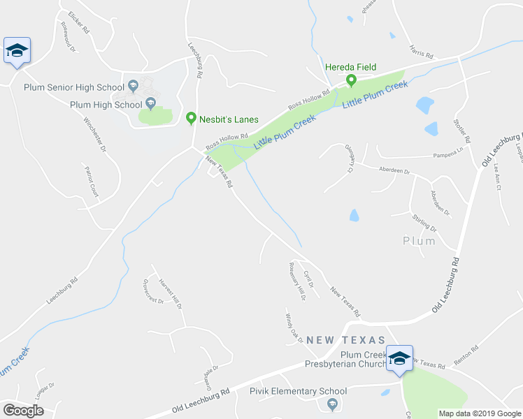 map of restaurants, bars, coffee shops, grocery stores, and more near 4490 New Texas Road in Pittsburgh