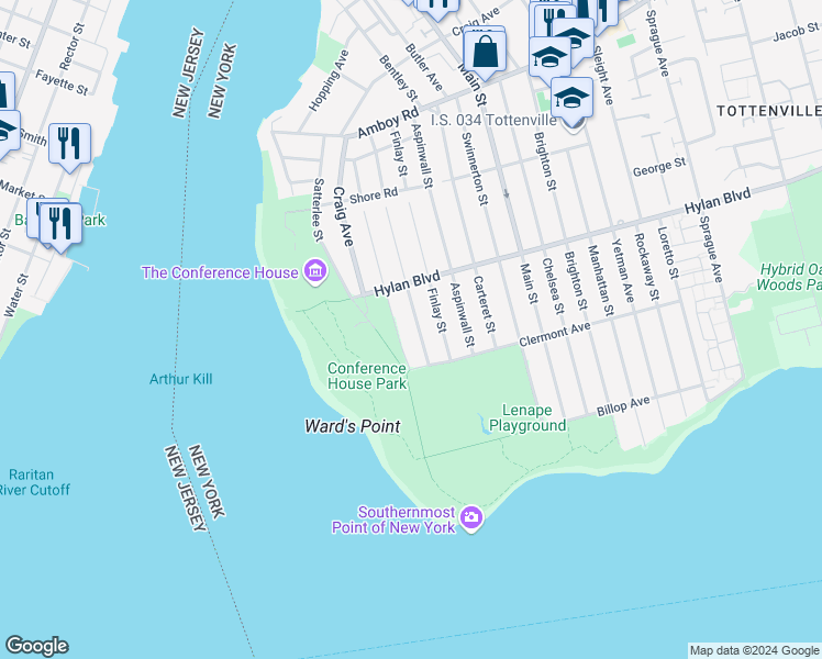 map of restaurants, bars, coffee shops, grocery stores, and more near 226 Connecticut Street in Staten Island