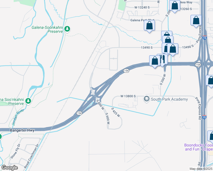 map of restaurants, bars, coffee shops, grocery stores, and more near Bangerter Highway in Draper