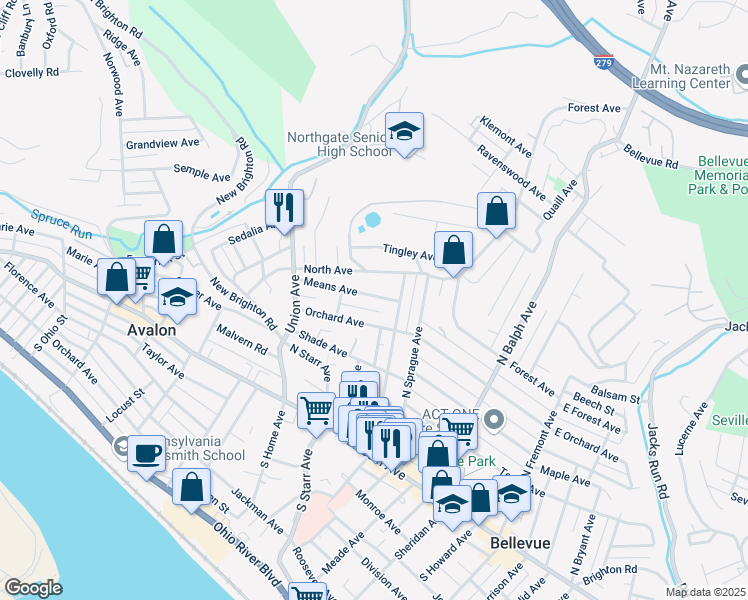 map of restaurants, bars, coffee shops, grocery stores, and more near 656 Orchard Avenue in Bellevue