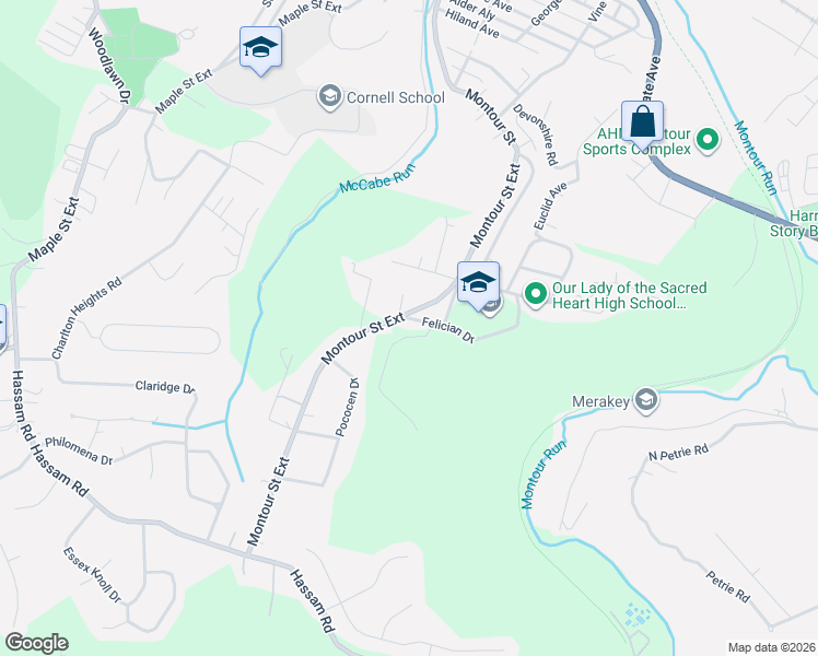 map of restaurants, bars, coffee shops, grocery stores, and more near 221 Felician Drive in Allegheny County