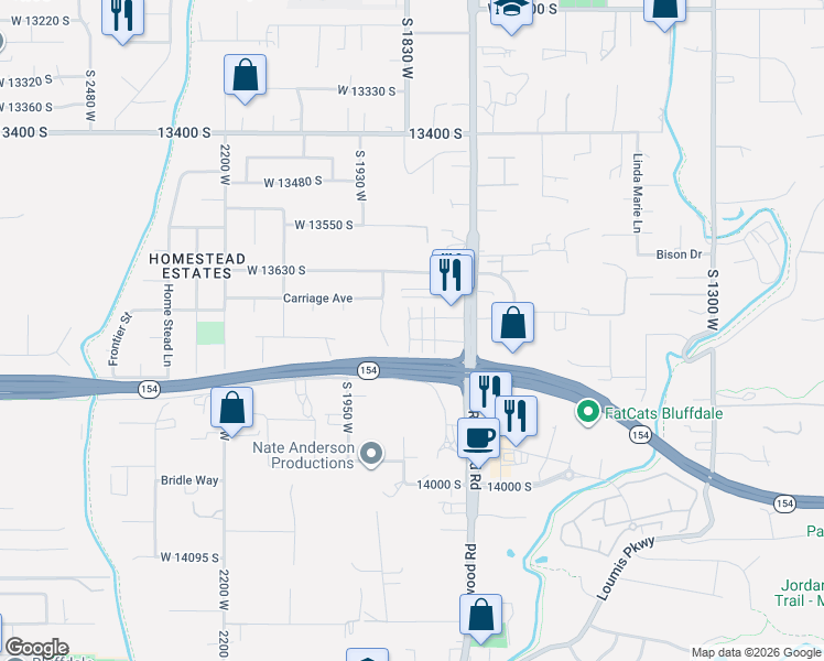 map of restaurants, bars, coffee shops, grocery stores, and more near 1795 West Torlundy Drive in Riverton