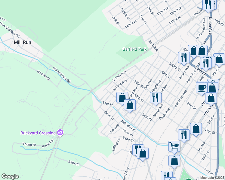 map of restaurants, bars, coffee shops, grocery stores, and more near 2918 West Pine Avenue in Altoona